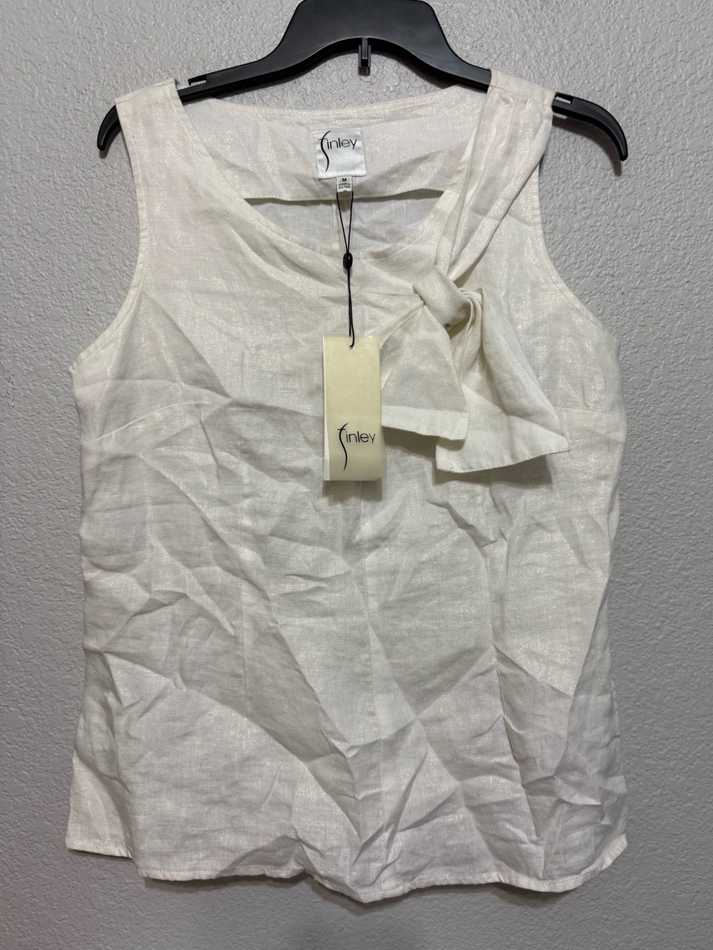 Finley Ivory Tie-Neck Sleeveless Blouse